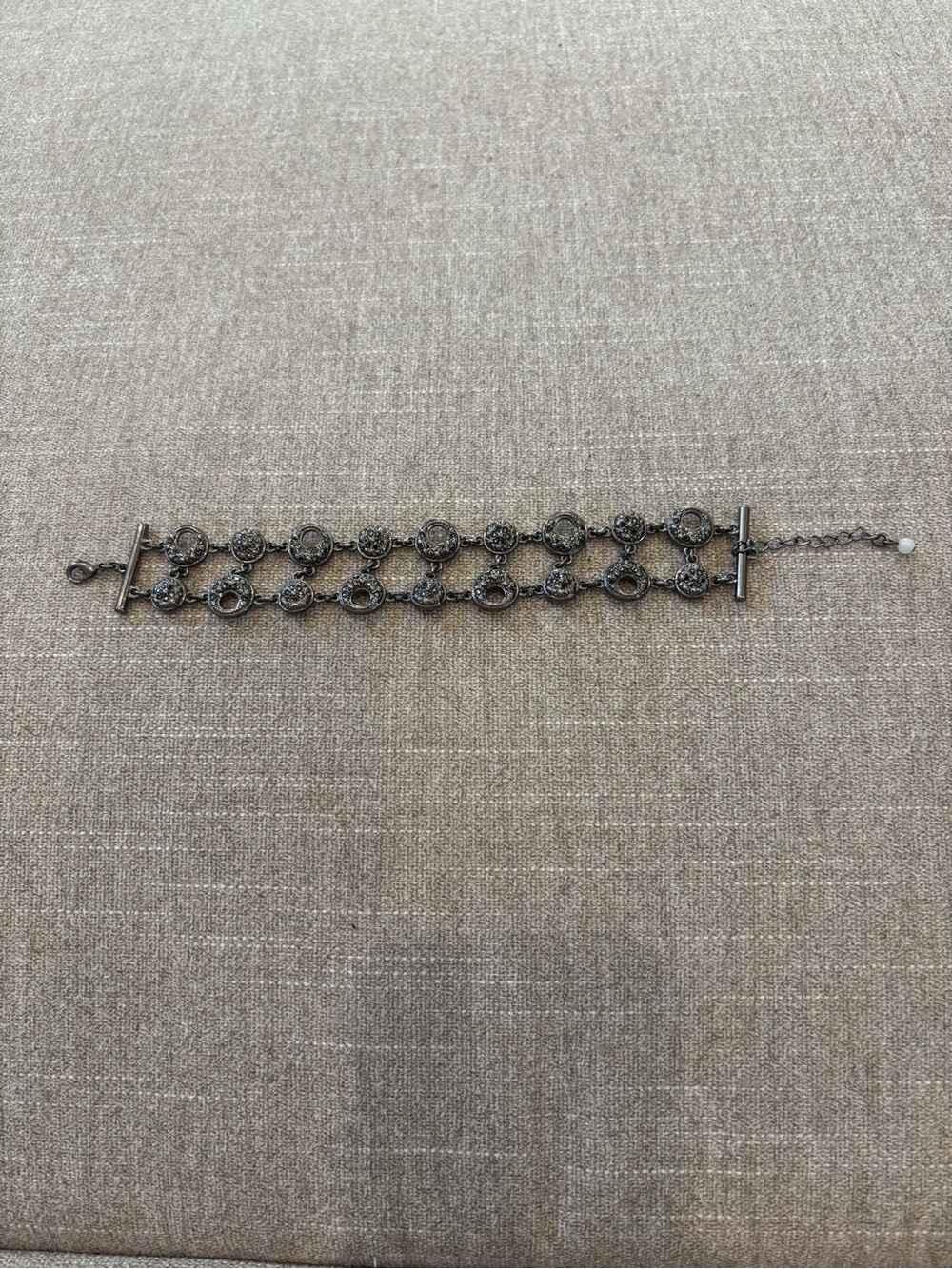Vintage-Inspired Gunmetal Double Row Bracelet